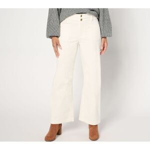 Studio Park Women's Petite Pants 4P Wide Leg Corduroy Pant White A667718